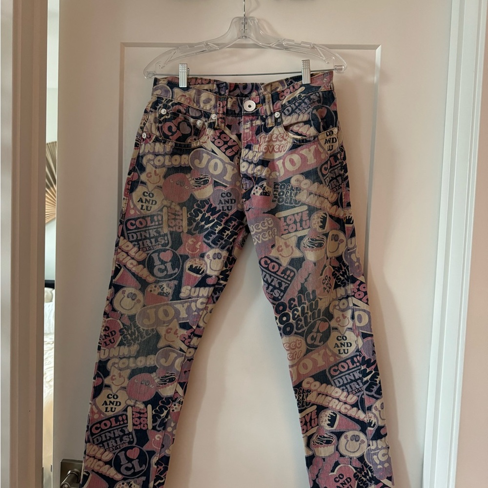 Co&Lu Japanese Denim Colorful Graphic Print Jeans